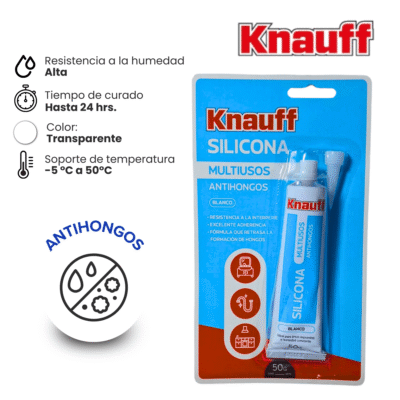 SILICONA MULTIUSO BLANCO ANTIHONGOS X 50GR KNAUFF