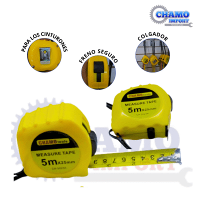 WINCHA FLEXÓMETRO 5M X 25MM AMARILLO CHAMO