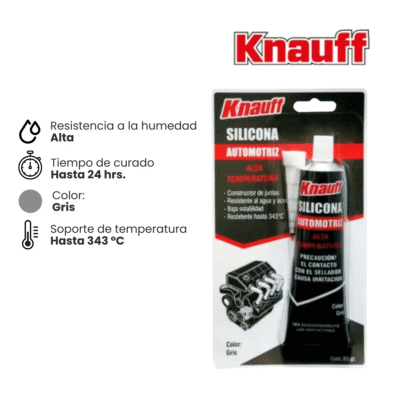 SILICONA GRIS AUTOMOTRIZ ALTA TEMPERATURA 85GR KNAUFF