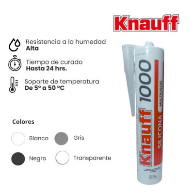 SILICONA TUBO 1000 C/ BLANCO 225ML KNAUFF
