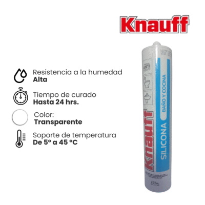 SILICONA TUBO P/BAÑO Y COCINA C/TRANSP. 225ML KNAUFF