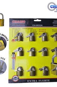 JUEGO DE CANDADO 20-20-20MM DORADO 4 LLAVES CHAMO