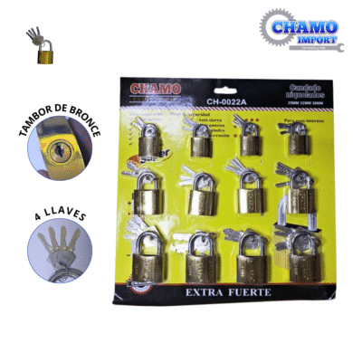 JUEGO DE CANDADOS 25-32-38MM DORADO CHAMO