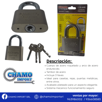 CANDADO 60B NIQUELADO CHAMO