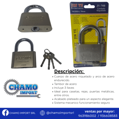 CANDADO 70B NIQUELADO CHAMO