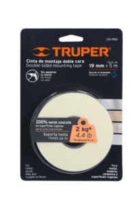 CINTA DOBLE CONTACTO DE 19MM X 5M RESISTE 2 KG TRUPER