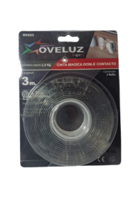 CINTA DOBLE CONTACTO TRANSPARENTE 3 MTRS SOPORTA 1.2 KG OVELUZ