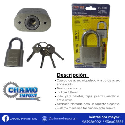 CANDADO 60B NIQUELADO JIN YE