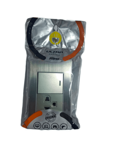 INTERRUPTOR+ TOMACORRIENTE TIERRA METALICO PARA EMPOTRAR