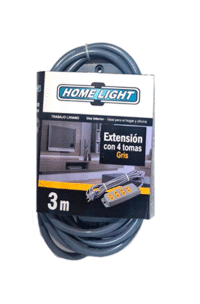 EXTENSION CON 4 TOMAS GRIS 3 MTS 18AWG HOME LIGHT