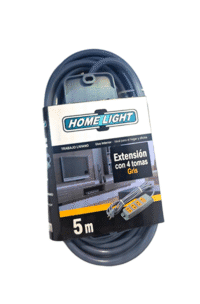 EXTENSION CON 4 TOMAS GRIS 5 MTS 18AWG HOME LIGHT