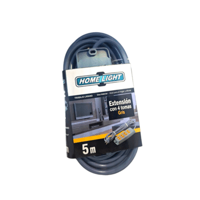 EXTENSION CON 4 TOMAS GRIS 5 MTS 18AWG HOME LIGHT