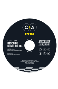 DISCO CORTE METAL 4 1/2" X 1MM C&A