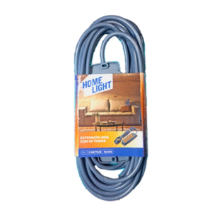 extension con 4 tomas gris 7.5 mts 18awg home light