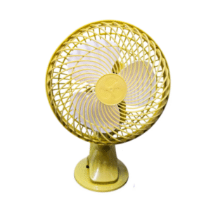 ventilador de escritorio con sujetador amarillo