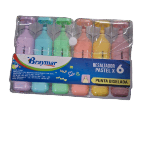 resaltador de colores pastel x 6 und "braymar"