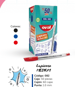 lapicero rojo x 50 und "oval"